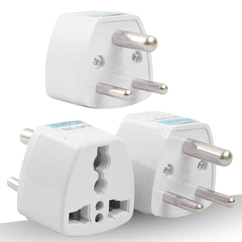 India Converter Plug 3Pin (Pack of 3) World (USA, UK, Canada, Europe, and More) to India Travel Adapter Plug -Type D Adaptor Plug Socket Perfect for Foreign Devices to use in India