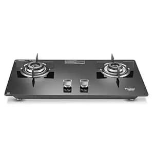 Prestige Efficia Convertible 2 Burner Glasstop Hob|One-Touch Advance Auto-Ignition|Cast-Iron Pan Support|Toughened Glass|SABAF Burners|Ultra-Slim Body|5 Years Warranty on Glass|Black