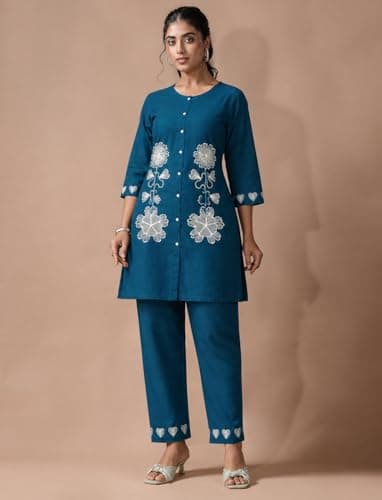 SattvaVibe Women's Co Ord Set l Kurta Sets for Women |Kurta Sets| Printed Kurta with Pant l Stylish Pocket & 3/4 Sleeve Women Co-ord Set (Avaiable in Plus size) 2