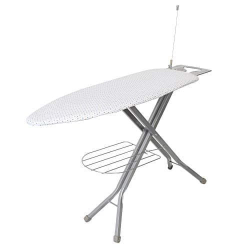 ZOSHOMI Premium Metal Foldable with Grilled Iron Holder Steel Folding Ironing Board with Tray/Wire Manager and Aluminised Surface, White-Made in India