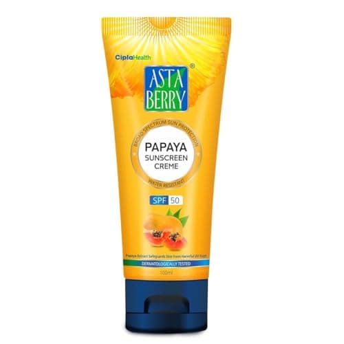 ASTABERY Papaya Sunscreen Creme SPF 50 | Lightweight Dermatologist Formulated Sun Protection with Papaya Extract | Broad Spectrum UV Protection for All Skin Types | Non-Greasy Daily Use Sunscreen (Pac 2