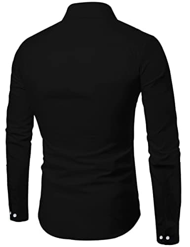 Zartha Men's Cotton Regular fit Full Sleeve Solid Casual Shirt, Black, 38, Pack of 1 5