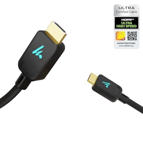 LED HDMI Cable V2.1 with Ethernet, Wozoyo 8k@60Hz,4K@120Hz UHD Resolution,3 Mtr braided, 48 Gbps transfer Ultra high Speed,HDR/HDR10/Dolby Vision,Dolby Atmos and DTS:X,Compatible with all HDMI Devices