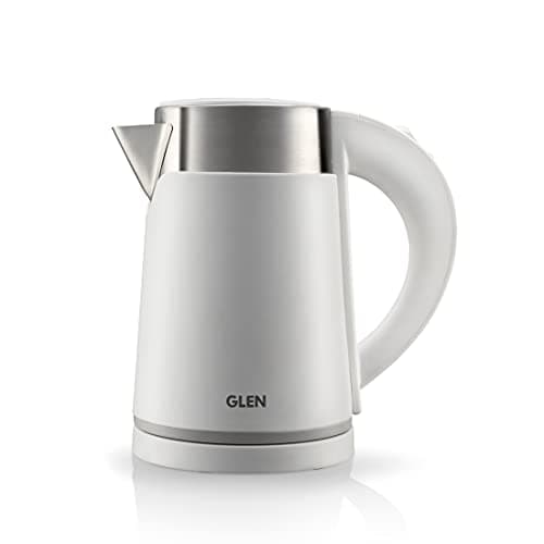 Glen Electric Kettle 800ml, Plastic Clad Stainless Steel, Cordless, 360° Rotation Base, Auto Shutoff, 800W, Kettle for Hot Water & Tea - White (9004)