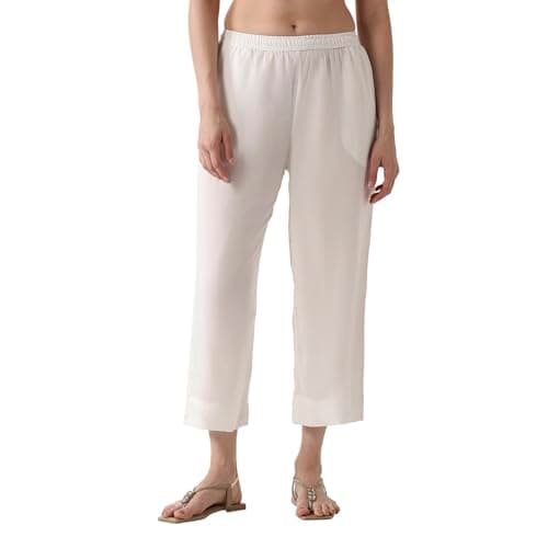 Biba Women Off White Rayon Palazzo_L