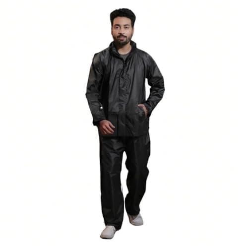 Duckback Men's Raincoat Pant Style Waterproof Rainsuit with Jacket (BLACK, 3XL)