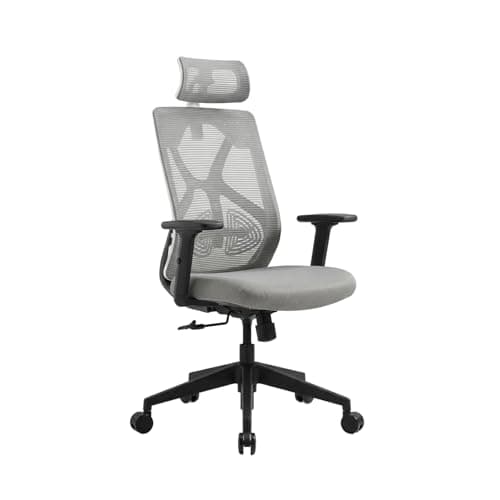Wakefit Gravita Ergonomic Office Chair for Work | 3 Year Warranty | Single Lock and Recline | Soft Armrest with 3 Dimension adjustability| Strong Nylon Base | 8+ Hours of Comfort| White and Grey 3