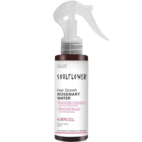 Soulflower Rosemary Water Spray for Hair Growth | Niacinamide & Mint | Hair Regrowth Spray | Instant Shine | Strengthens Hair Roots & Strand | Anti Hair Fall Cooling & Relaxing | All Hair Types 100ml