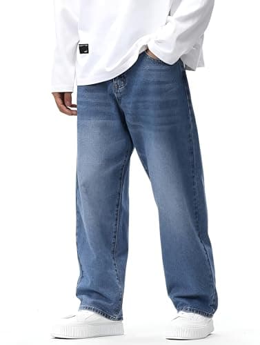 Ben Martin Light Blue Men Jeans || Baggy Fit Jean's for Man || Loose Fit High Rise Denim || Stretchable Casual Wear Jean,s || Dance Rap Rapping Style Pant for Men || Denim Cotton Jeans 32 (0) 3