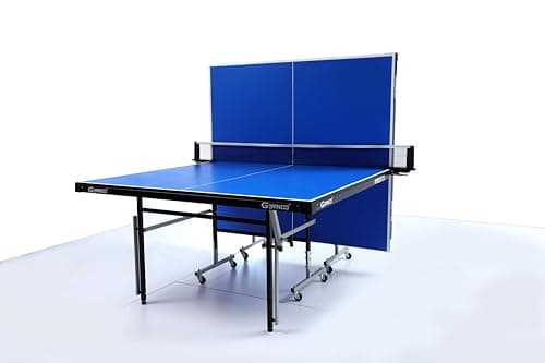 GYMNCO Practice Full Size Table Tennis Table with Wheel & Laminated Top, Table Cover, 2 Tt Racket & Balls, Blue 2