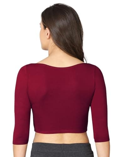 VSTAR Women's Cotton Viscose Solid Regular Fit Half Sleeve Blouse Shirt, Magenta, Small 3