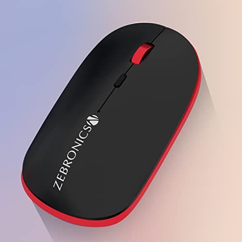 Zebronics-Companion 114 Wireless Keyboard and Mouse Combo Compact 2.4GHz Featuring Integrated Multimedia Keys, Smartphone/Tablet Holder, UV Printed Keycaps, and On/Off Switch (Red +Black) 2
