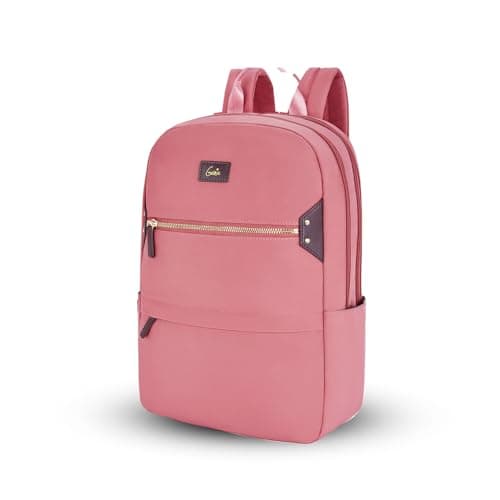 Genie Brooklyn Laptop Backpack for 15.6 Inch Laptop, Pink | Spacious College & Office Backpack for Women & Girls