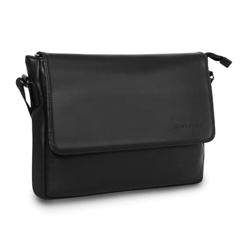 Giordano Unisex Professional 14 inch Laptop Messanger Bag with Spacious Compartment, Adjustable Shoulder Strap | PU Leather Bag For Men & Women, Black 2