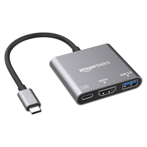 Amazon Basics 3-in-1 USB-C Hub with 4K HDMI, USB 3.0 Data Port, Power Delivery, Plug & Play, Compatible with MacBook Pro, iPad Pro, Laptops, Smartphones, and More 2