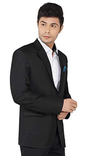 TAHVO Men's Formal 2-Piece Suit Set – Slim Fit Blazer & Trouser with Pocket Square – Ideal for Weddings, Business (in, Numeric, 36, Notched Lapel Suit) 4