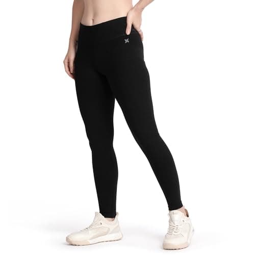 Lavos Women's Yoga Mudra Pants Stretch fit Gym Workout Tights, Bamboo Cotton Full Length 4-Way Stretchable Anti-Microbial Sports Leggings Pack of 1 (Size-XL) Black