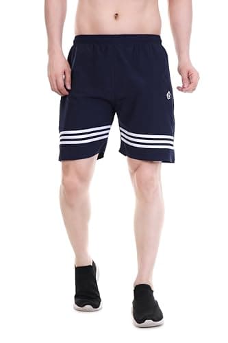 BLUE STAR SHARK Men's Athletic Sports Shorts with Zip Pocket | Quick Dry Lightweight Gym Running Half Pant | Breathable Workout Shorts for Men | Badminton Cricket Yoga Training & Casual Activewear 4XL 2