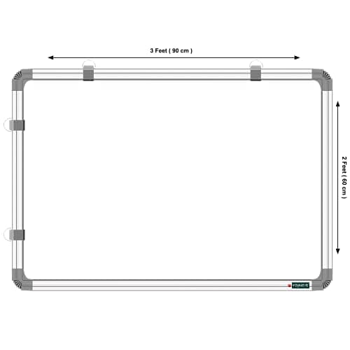 YAJNAS 2x3 Feet Non Magnetic Double Sided White Board and Chalk Board, One Side White Marker and Reverse Side Green Chalk Board Surface - Pack of 4 Items (One 2x3 feet Board + 3 Items) 2