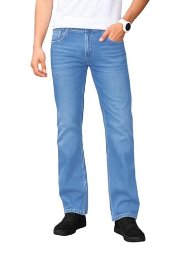 Ben Martin Men's Smart Fit Stretchable Jeans || Light Blue Mid-Rise Denim Pants with Whisker Wash || Premium Casual Wear Jean for Men || 5 Pocket Jean's for Men's – Size 34 (1)