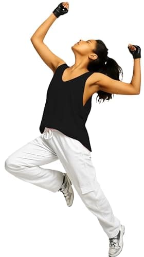 THE BLAZZE Women's Loose Fit Gym Tank - Sleeveless Activewear for Yoga & Jogging 1005 NB69 Black L 6