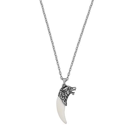 Superstore18 Gothic Viking Wolf Fang Pendant Necklace for Men & Women | Fantasy Tribal Jewelry | Antique Silver Chain | Gen Z Style | Wild Spirit ImitationTusk Locket for Men boys (SST5013PCSC) 3