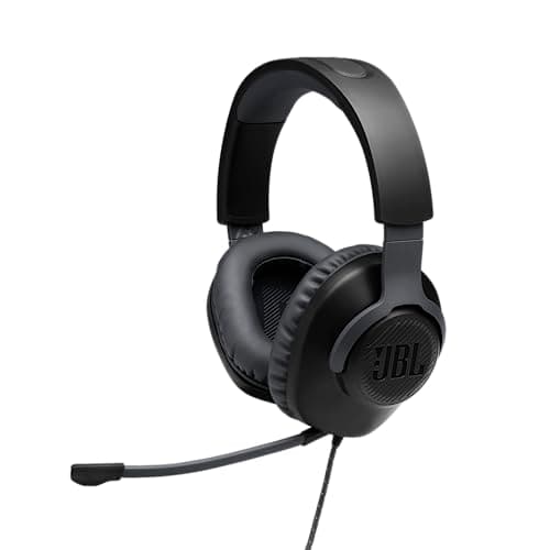 JBL Quantum 100 Wired Over Ear Gaming Headphones with Mic, 40mm Realistic Dynamic Drivers, Detachable Boom Mic, 1kHz Sensitivity, Memory Foam Cushioning, PC/Mobile/PS/Xbox/Nintendo/VR Compatible-Black