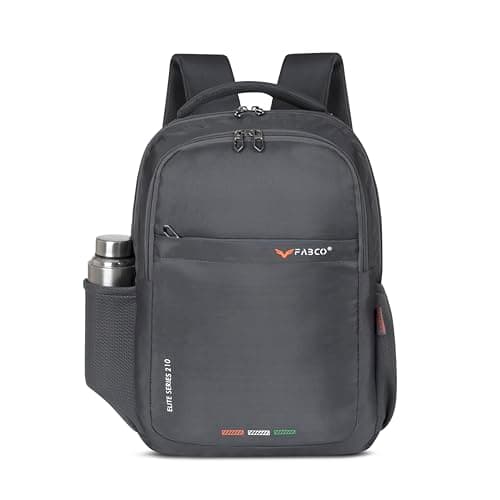 FABCO S 210 Backpack Bag for Men and Women with 3 Compartments and 1 Front Pocket Soft Padded Back Laptop Compartment Organizer Pocket School College Office Travel Backpack Grey