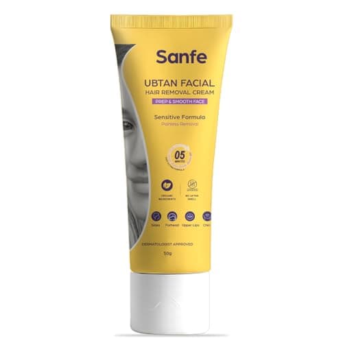 Sanfe ubtan facial hair removal cream | facial hair removal cream for women | safe for sensitive skin | gentle & soothing for delicate face areas | effective face hair removal for women.
