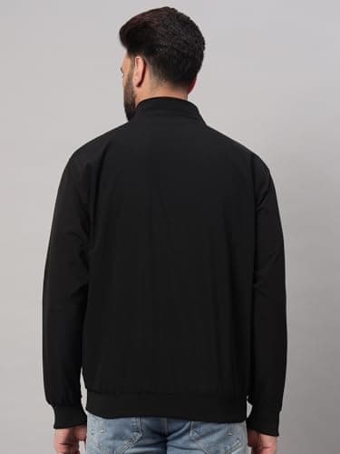eWools® Men's Cotton Fleece Hoodie Sweatshirt for Winter (Wind2-Black, Medium) 2