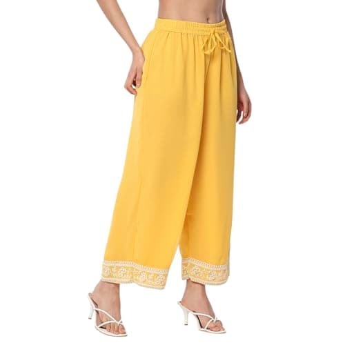 Rangriti Women Mustard Polyester Palazzos_XL 3
