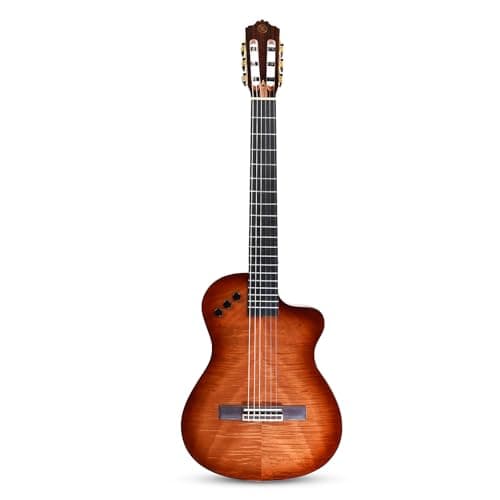 Kadence 39 Electric Classical Guitar - Thin Body SILENT GUITAR - Nylon Strings, Solid Okoume back & sides, Gloss Finish with Rounded Frets, Padded Bag and EQ (Travel Classical Guitar) 2