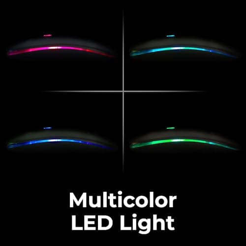 ZEBRONICS Blanc Slim Wireless Mouse with Rechargeable Battery, BT + 2.4GHz, 4 Buttons, 800/1200/1600 DPI, Silent Operation, Multicolor LED Lights 4