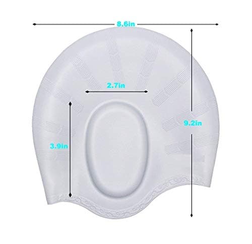 Tec Tavakkal® Latest Designed Long Hair Swim Cap,Waterproof Silicone Swimming Cap for Adult Woman and Men,Keeps Hair Clean with Ear Protector (Silver) 5