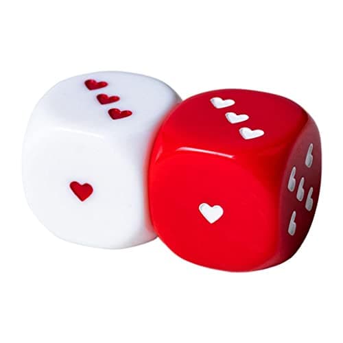 UJEAVETTE 2 PCS Round Corners Acrylic White and Color Six Dice Set Heart Pattern 2