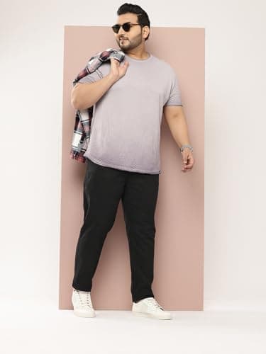 Thomas Scott Men Plus Size Pure Cotton Chinos Trousers(TSB095A_Black_46) 4