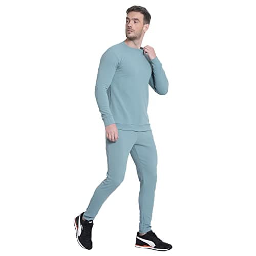 RABBY Men's Solid Track Suit Men's Sports Running Set Fitness Tracksuit Comfortable Track Suit for Running, Sports & Gym Workout Stylish summer SKY BLUE_XL