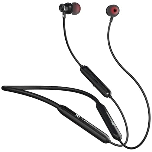 Portronics Harmonics Y2 in Ear Bluetooth Neckband with Upto 70 Hours Playtime & in Line HD Mic, Dual Pairing, Gaming/Music Mode, Low Latency, Bluetooth Version 5.4V, Type C Fast Charging(Black)