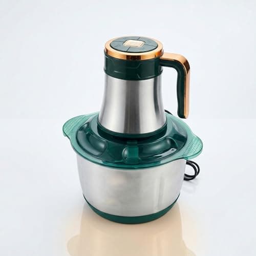 3L Electric Food Chopper & Meat Grinder - 500W Stainless Steel Food Processor with Quad-Blade System - SS304 Mixing Bowl for Meat, Veggies & Purees - Green/Rose Gold