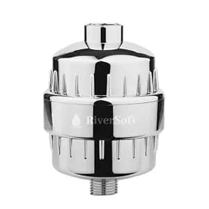 RiverSoft SF-15 PRO Shower and Tap Filter for Hard Water | 15-Stage Filtration Protects Hair and Skin | Water Softener for tap