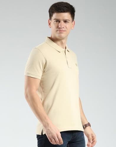 Monte Carlo Men's Regular Fit Solid Polo T-Shirt | Half Sleeve | Collared Neck | Casual Wear T Shirt for Men's Camel Brown L (Pack of 1) 3