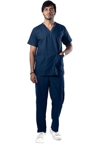 UNIFORM CRAFT Men's Scrub Suit Ideal for Doctors, Nurses, Dentists and Healthcare Professionals (Large, OLIVE BLUE)
