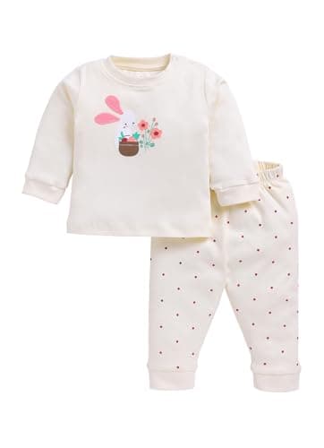 Smart Baby Cotton Night Suit for Girls | Baby Girl Dress 6-18 Months Stylish | Full Sleeve T-Shirt & Pajama Set | Infant Nightwear & Kids Clothes Pajama Set (Yellow, 18 Months)