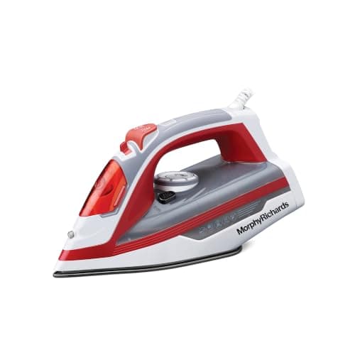 Morphy Richards Ultra Glide 1600W Steam Iron with Steam Burst, Vertical and Horizontal Ironing, Teflon Coated Soleplate, Red and White