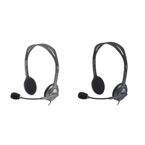 Logitech H110 Wired Headphones On Ear Headphones with Mic, Stereo with Noise-Cancelling,3.5-Mm Dual Audio Jack,