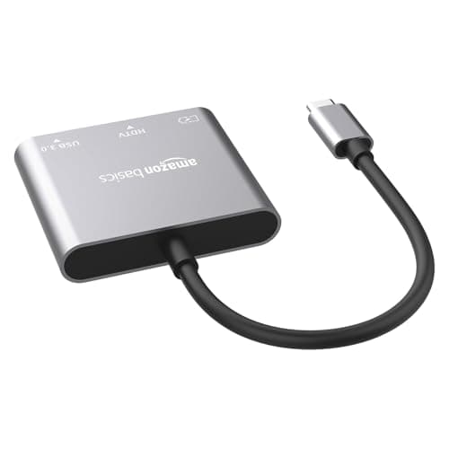 Amazon Basics 3-in-1 USB-C Hub with 4K HDMI, USB 3.0 Data Port, Power Delivery, Plug & Play, Compatible with MacBook Pro, iPad Pro, Laptops, Smartphones, and More 4