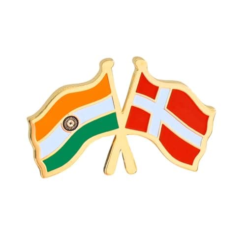 India & Denmark Twin Flag Brass Lapel Pin | Premium Enamel Brooch for Men & Women | National Friendship Badge | Suit, Blazer & Jacket Accessory | Patriotic Gift, Flag Pin for Events & Functions