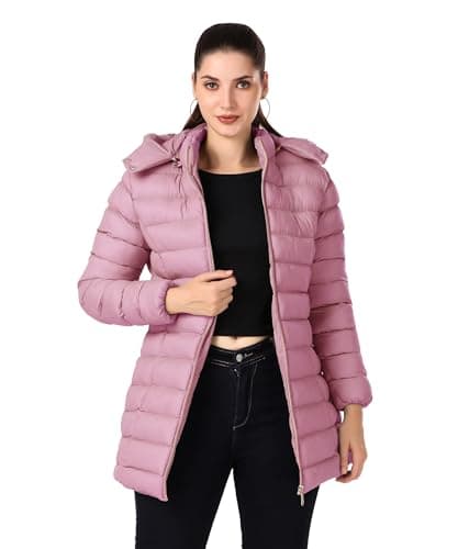 Brazo Latest Long Puffer Full Sleeve Winter Jacket For WomenWater Resistant Jacket for Woman with Hood for keep you warm (IN, Alpha, L, Regular, Levender)