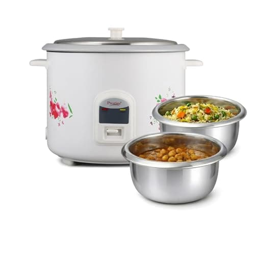 Prestige PRWO 2.8-2 Electric Rice Cooker 2.8L with Close Fit Lid|White|Raw capacity-1.7 liters|Cooked capacity-2.8 liters|Cooks for a large family