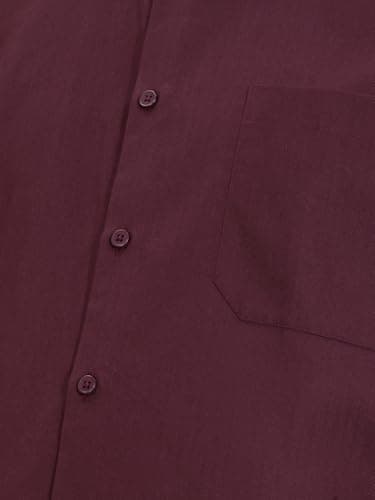 Thomas Scott Men's Premium Plus Size Regular Fit Textured Formal Shirt | 100% Cotton | Long Sleeves | Spread Collar (TS1925PS_Maroon_6XL) 5